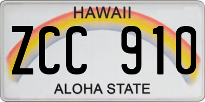 HI license plate ZCC910