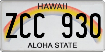 HI license plate ZCC930