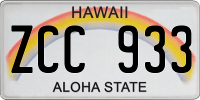 HI license plate ZCC933