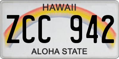 HI license plate ZCC942