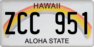 HI license plate ZCC951