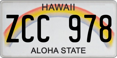 HI license plate ZCC978