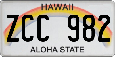 HI license plate ZCC982