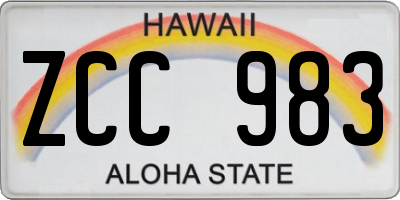 HI license plate ZCC983
