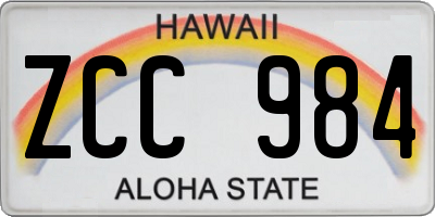 HI license plate ZCC984