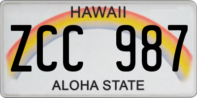 HI license plate ZCC987