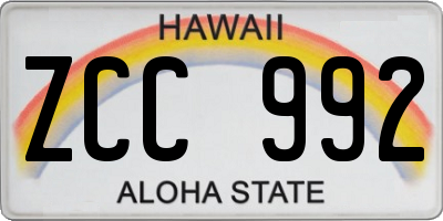 HI license plate ZCC992