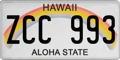 HI license plate ZCC993