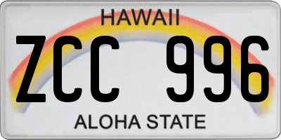 HI license plate ZCC996