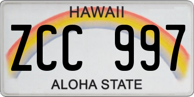 HI license plate ZCC997
