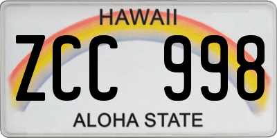 HI license plate ZCC998