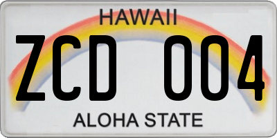 HI license plate ZCD004
