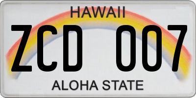 HI license plate ZCD007