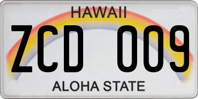 HI license plate ZCD009