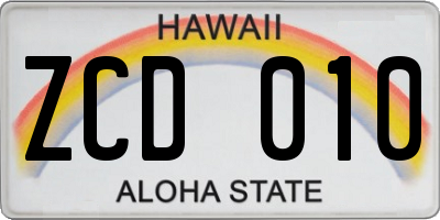 HI license plate ZCD010