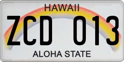 HI license plate ZCD013