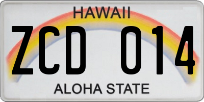HI license plate ZCD014