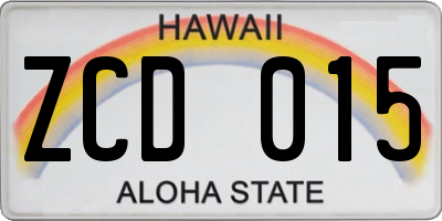HI license plate ZCD015