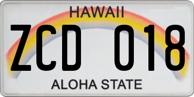HI license plate ZCD018