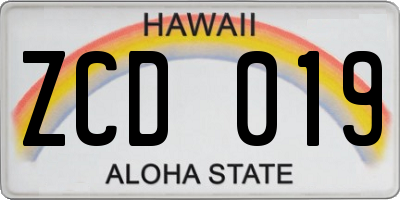 HI license plate ZCD019