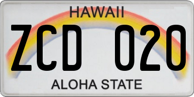 HI license plate ZCD020