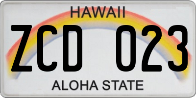 HI license plate ZCD023