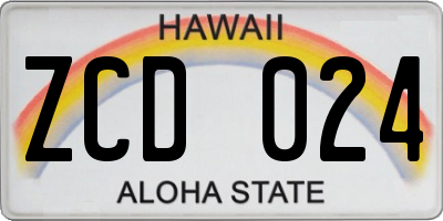 HI license plate ZCD024