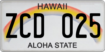 HI license plate ZCD025
