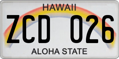 HI license plate ZCD026