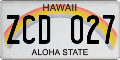 HI license plate ZCD027