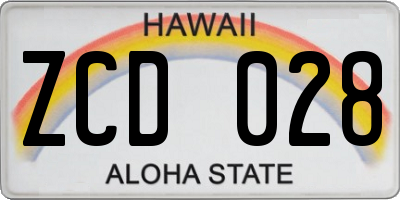 HI license plate ZCD028
