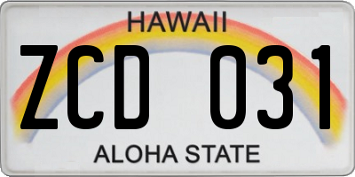 HI license plate ZCD031