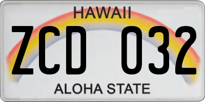 HI license plate ZCD032
