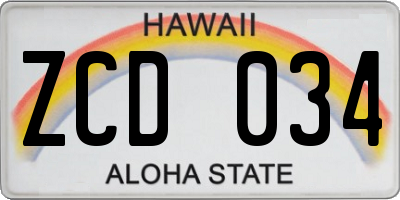 HI license plate ZCD034