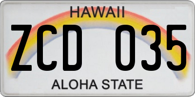 HI license plate ZCD035