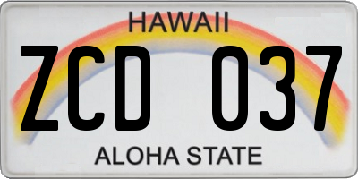 HI license plate ZCD037