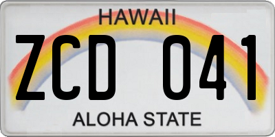 HI license plate ZCD041