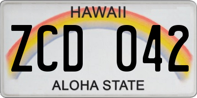 HI license plate ZCD042
