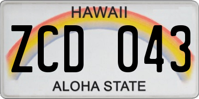 HI license plate ZCD043