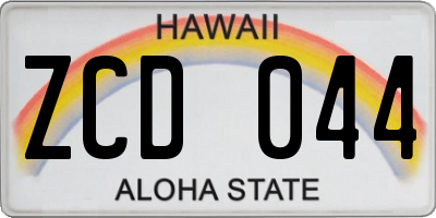 HI license plate ZCD044