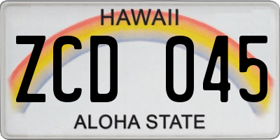 HI license plate ZCD045