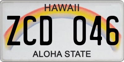 HI license plate ZCD046