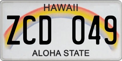 HI license plate ZCD049