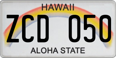 HI license plate ZCD050