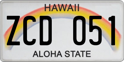 HI license plate ZCD051