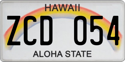 HI license plate ZCD054