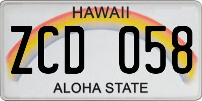 HI license plate ZCD058