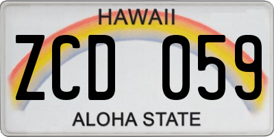 HI license plate ZCD059