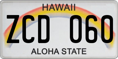 HI license plate ZCD060