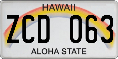 HI license plate ZCD063